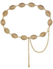 TOPACC Gold Chain Belts for Women Fashion Thick Metal Link Waist Belt D-gold