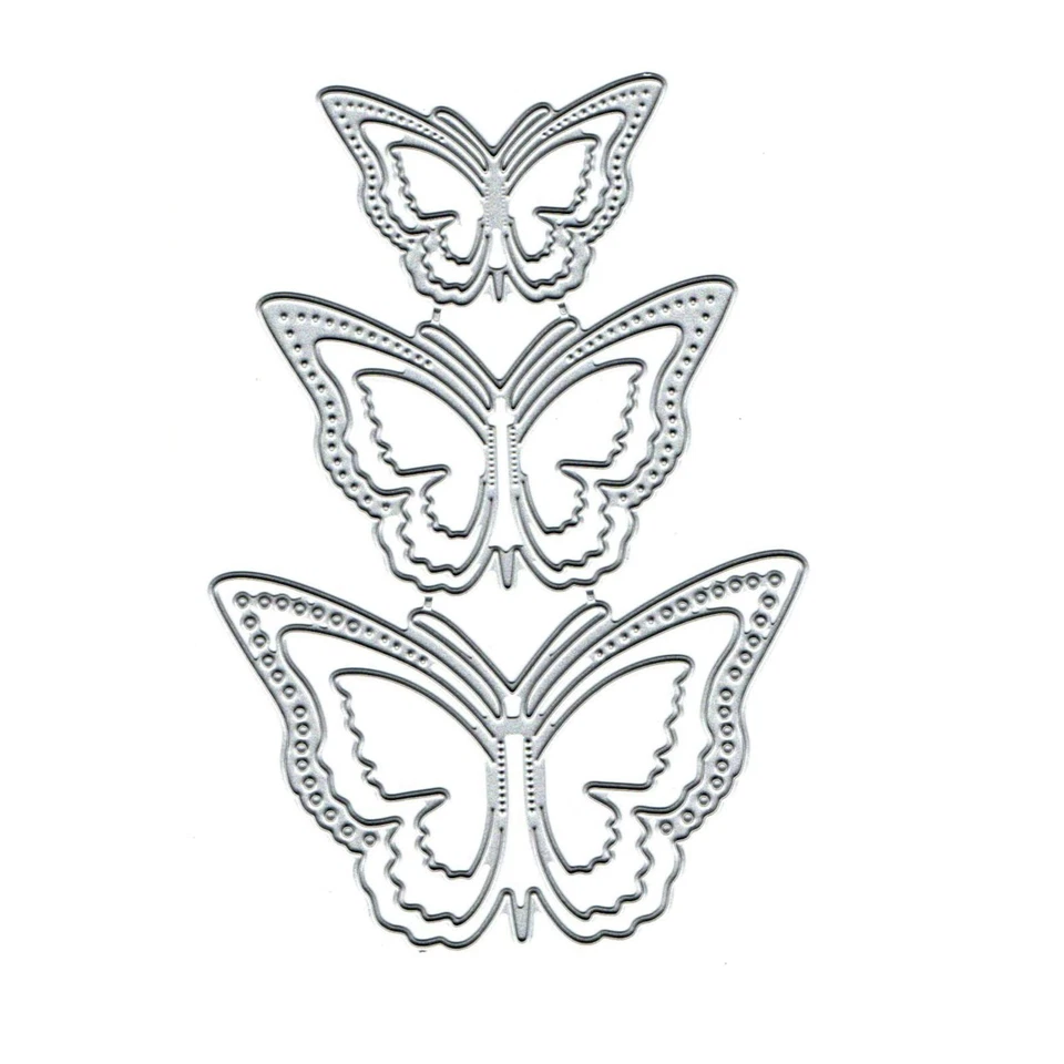 3 fustelle in metallo 3D a forma di farfalla con motivo a farfalla per fai d - Immagine 2 di 4