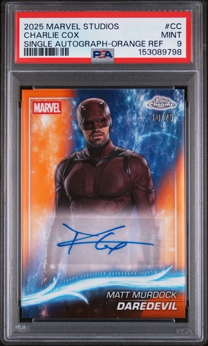 2025 Topps Chrome Marvel Charlie Cox Daredevil Auto /25 PSA 