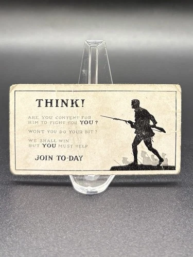 Vintage 1915 Wills Cigarettes Recruiting Posters Think WW1 Tobacco Card