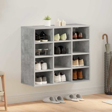Shoe Storage Bench Concrete Grey 77.5x30x67 cm Engineered Wood Shelf Entry Seat