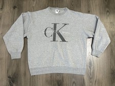 Vintage 90s Calvin Klein Jeans CK Logo Sweatshirt Crewneck Gray XL