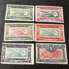 Nicaragua 1945 Sc# 266-271 Memoria Cristobal Colon MNH Gum Imperf FREE SHIP