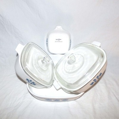 Vintage Pyroflam Casserole Dish Set 4 Pieces Glass-Ceramic Oven to Table EUC