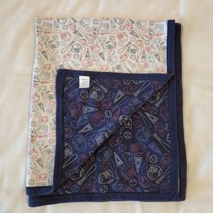 Vintage Gymboree Blue White Baseball Blanket Cotton Knit 2002