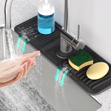 17.7inch Faucet Mat for Kitchen Sink 5 Slope Fast Self-draining Kitchen Sink