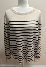 Reformation Gossamer w Black Stripes Cashmere Long Sleeve Boyfriend Sweater Sz M