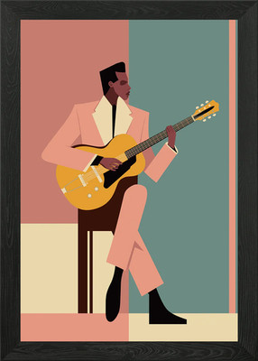 Gitarrist Jazz Minimalist Gerahmtes Wandbild Poster Leinwanddruck Bild