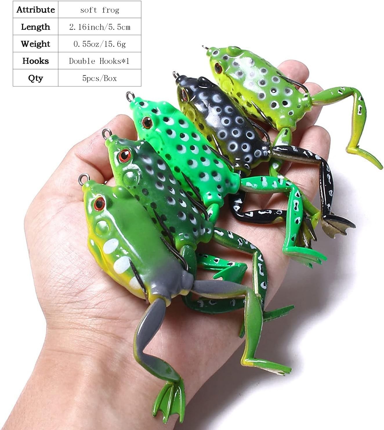 Topwater Frog Lure Set - 5 Realistic Weedless Soft Swimbaits for Bass Fishing - Image 6