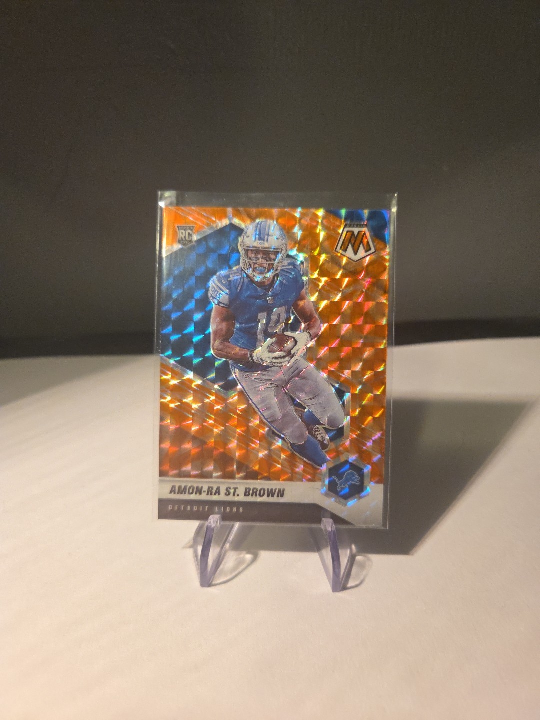 2021 Panini Mosaic - Rookies Amon-Ra St. Brown #328 Mosaic Reactive Orange Prizm