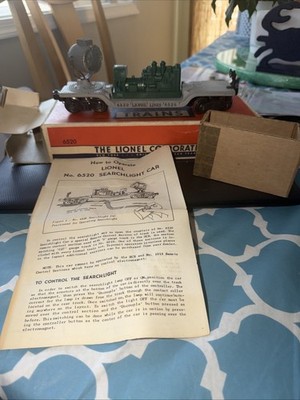 LIONEL 6520  GREEN GENERATOR SEARCH LIGHT CAR ORIG BOX INSERT + INSTRUCTIONS