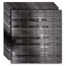 Peel and Stick Tile Backsplash, T Type Black Wall Tiles Aluminum Finish 10 Pcs