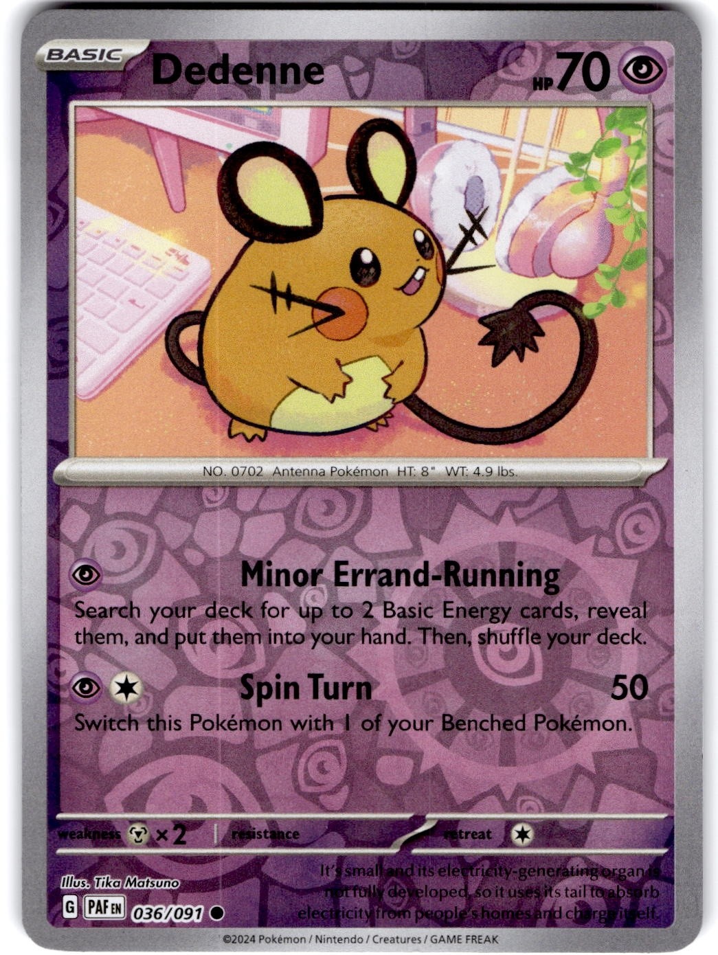 Pokemon Dedenne Paldean Fates 36/91 Reverse Holo Near Mint English