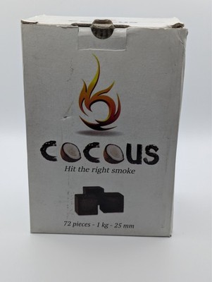 Cocous Charcoal Cubes - 100% Natural Cocoshell for Hooka - 72 pieces 1kg 25mm
