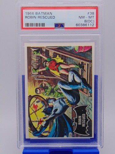 1966 Topps Batman Black Bat #38 Robin Rescued — PSA 8 (OC)