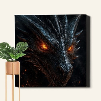 Dragon head close up Canvas Art intricate scales and fierce fantasy portrait