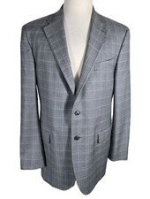 Jos A Bank Mens 42L Lt Gray Check 100 Wool Lt.Weight Sport Coat B64