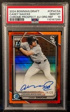 Casey Saucke 2024 Bowman Draft Chrome Auto Orange Refractor /25 1st RC PSA 10