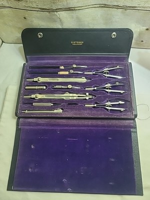 Vintage 1067RC DIETZGEN ''RELIANCE'' 11-Pc Drafting Tool Set, Germany US Zone