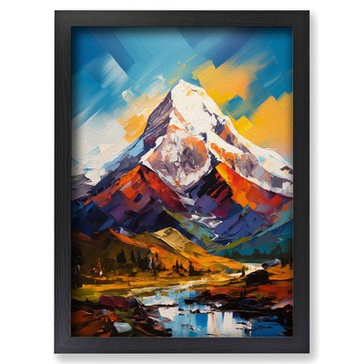 Gerahmter Mount Everest Moderne Kunst Wandbild Leinwanddruck Poster Bild, Wohndeko