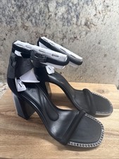 DKNY Women's Waylin Black Sqaure Toe Ankle Strap Block High Heel Shoes Size 9.5