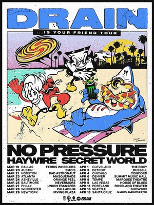 #ad DRAIN Poster 2026 Tour No Pressure Haywire Secret World Hardcore Band Art Print $31.95