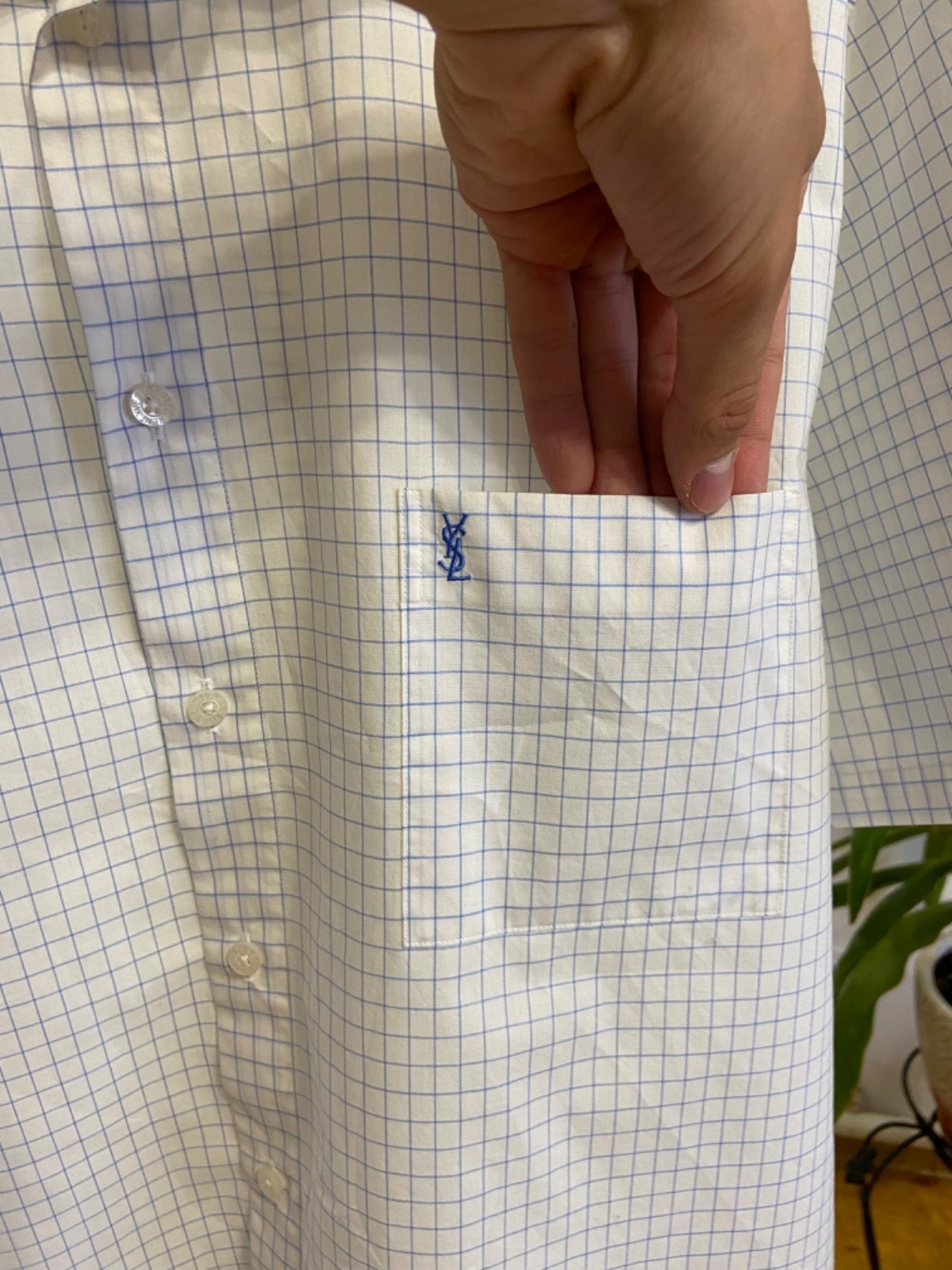 Camicia vintage Yves Saint Laurent YSL manica corta a righe con bottoni taglia Xl