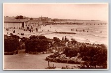 St. Kilda Beach Melbourne RPPC Real Photo Postcard c1910s Valentines Australia