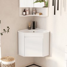 24" Corner Bathroom Vanity Sink Cabinet Wall Mount Floating for Small Bathroom