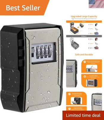 Large Capacity Key Lock Box Waterproof Wall Mount Card Fob House Keys Safe