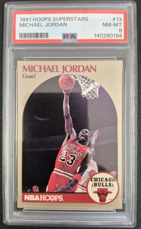 1991 HOOPS SEARS 100 SUPERSTARS #13 MICHAEL JORDAN PSA 8 VINTAGE BULLS