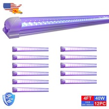 12 Pack 4Ft UV Led Black Light Fixture 48 inch 40W Easy Installation Party D cor