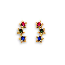 NEW 14K YELLOW GOLD STAR STUD EARRINGS WITH SCREW BACK