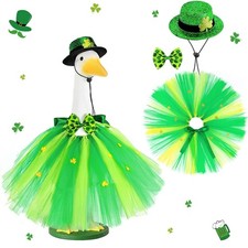 St. Patrick's Day Porch Goose Outfits Green Tutu Skirt for 23  - 28" Porch Goo...