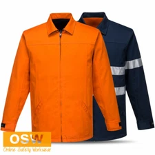 Hi Vis Orange/Navy 100% Cotton Drill REVERSIBLE TEXPEL Water REPPELENT Jacket