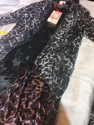 CLARITY Aus Design Satin.silvery Crumpled Silver Leopard Jacket Small nwt r$ 130