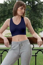 Women Comfortable Sports Bra For Exercise Workout Gym Running Navy Blue 1 PCS