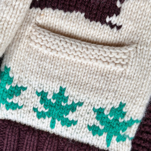 Sweater Handknit Beaver Maple Leaf Cannabis Leaf Men's Ladies Curling Vintage - Picture 4 of 12