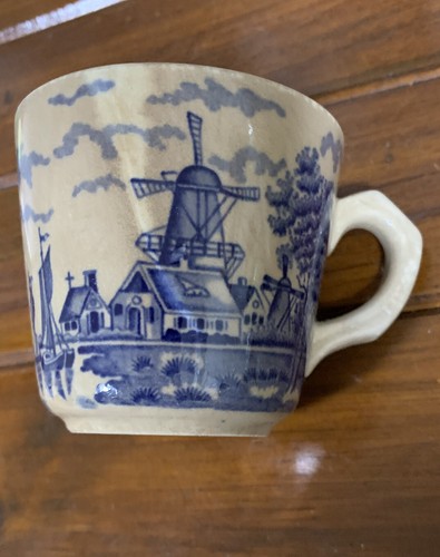 Antique Delfts Hand Painted Coffee Cup With Blue Dutch Scene Delfts Sign On Base - Picture 5 of 9