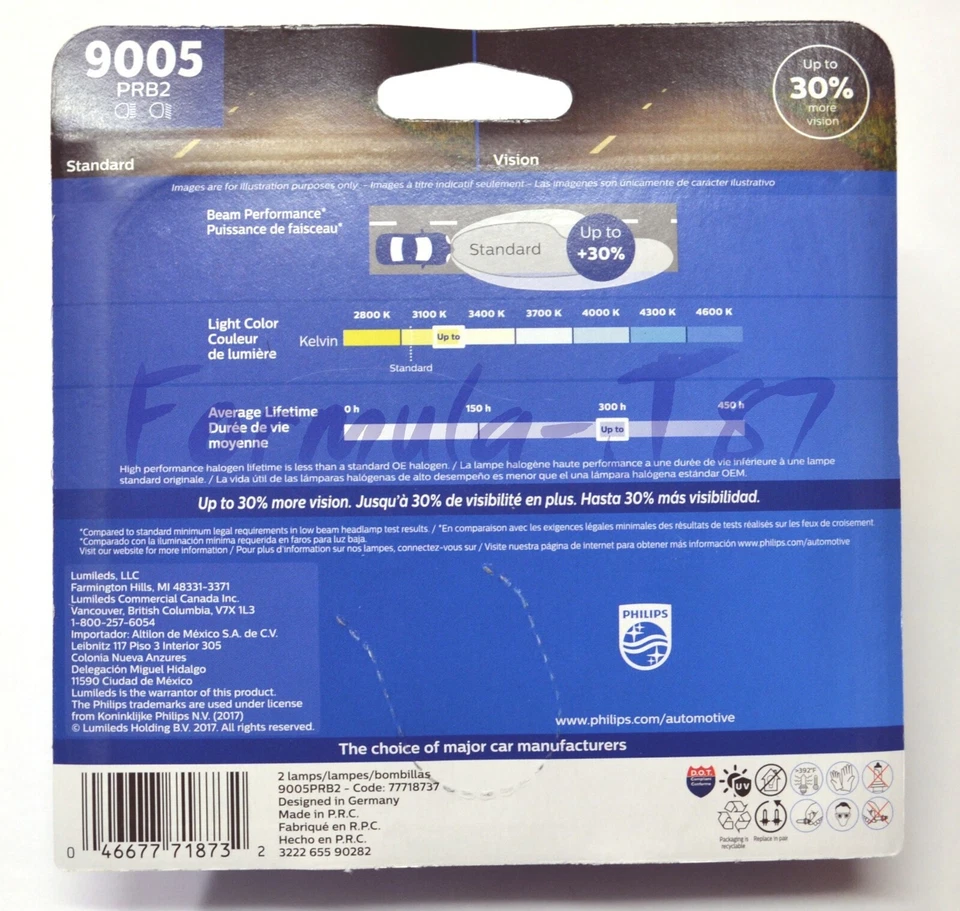 Philips Vision 30% 9005 HB3 65W Dos Bombillas Cabezal Luz Doble Haz Lámpara de Repuesto Foto 3 de 4