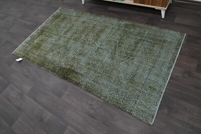 Oushak 4x7,Turkish Rug,vintage,anatolian,GREEN,kilim,Bohemian,handmade,wool