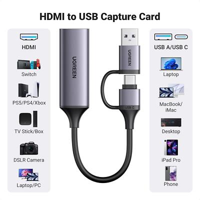 UGREEN Video Capture Card HDMI to USB C Streaming Device 1080P