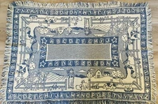 ABC/123 Toddler Baby Area Rug 47"x33" Blue White Farm Animals Vintage 1992