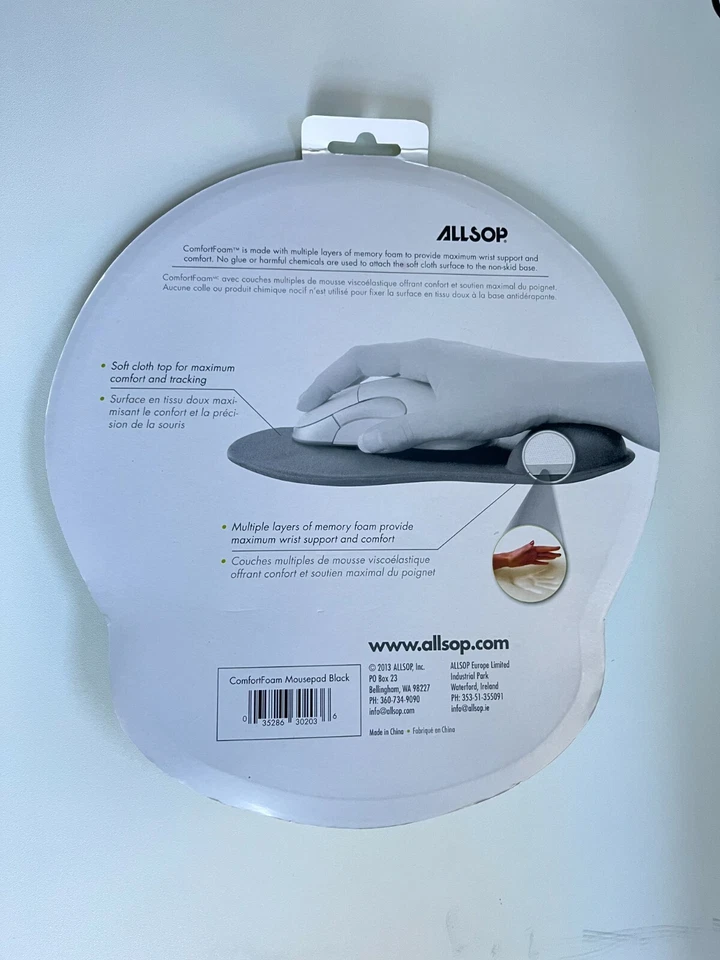 Allsop ComfortFoam Memory Foam Mouse Pad with Wrist Rest – Black – (30203) - Image 3 of 3