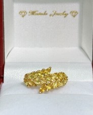 14k Solid Yellow Gold Leaf Ring Natural Yellow Sapphire, Sz 8.25, 2.37 Grams