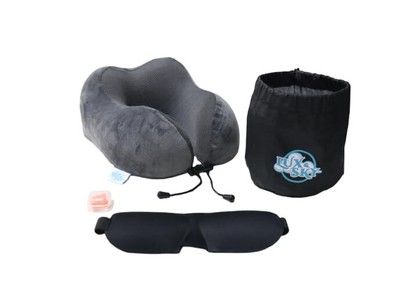 Cooling Memory Foam Travel Neck Pillow Set for Airplane Car, Home, Office | T...