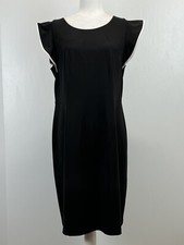NEW! Talbots Black Knit Dress Sz 14 Womens Flutter Sleeve Back Zip Classic