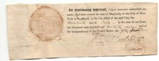 William Paulding, Jr. Signed Partial Document 1827 / Autographed Mayor New York