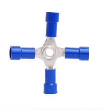 MVP 10 Pack of 4 Way X Wire Terminal Splice Connectors Blue 14-16 AWG Vinyl Ins.