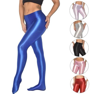 shiny LEGGINS mit Fuß* S  nass Glanz Satin Leggings* Strumpfhose stretchig weich - Bild 1 von 4